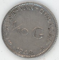 Curaçao 1/10 Gulden 1948 (ss) en argent