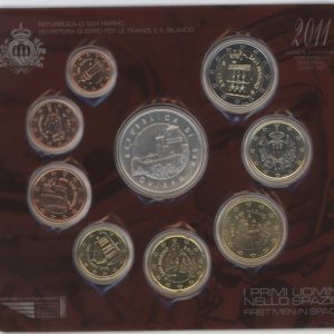 San Marino Série Euro 2011 avec 5 Euro Premier homme dans l'espace en argent (unz)