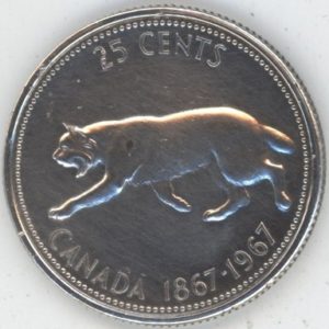 Canada 25 Cents 1967 Elizabeth II Centenaire de la Confédération (ss) en argent