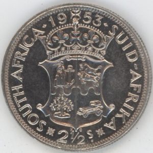 Afrique du Sud 2 1/2 Shillings 1953 Elizabeth II (fast unz) en argent