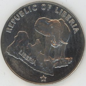 Liberia 5 Dollars 1974 (vz) en argent