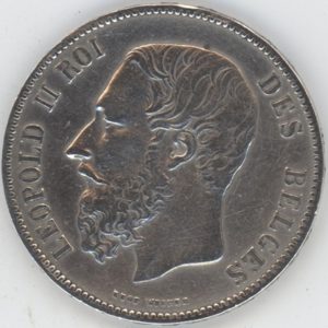 Belgique 5 Francs 1873 Leopold II (ss) en argent