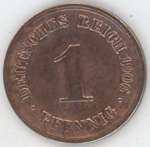 Germany Empire 1 Pfennig 1906 F Wilhelm II (ss-vz)