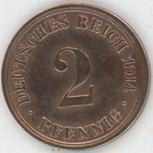 Germany Empire 2 Pfennig 1914 A Wilhelm II (vz)