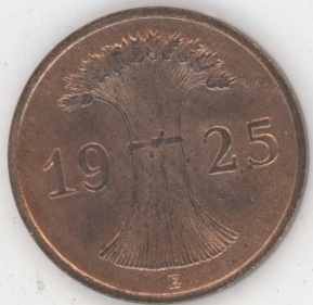 Germany Weimar 1 Reichspfennig 1925 E (vz)