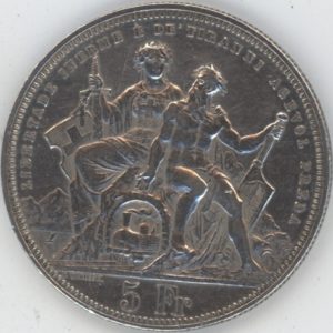 Ecus de Tir 5 Francs 1883 Lugano (ss-vz)