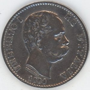Italie 2 lires 1884 R Humbert Ier (ss) en argent