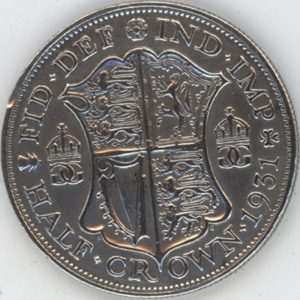 Grande-Bretagne Half Crown 1931 George V (ss) en argent