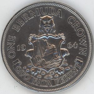 Bermuda 1 Couronne 1964 (vz) en argent