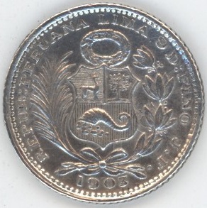 Pérou 1 Dinero Lima 1903 JF (ss) en argent