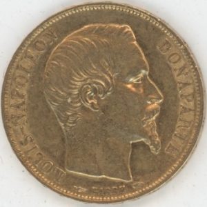 France 20 Francs OR 1852 A Louis Napoléon Bonaparte Tête nue (ss-vz)