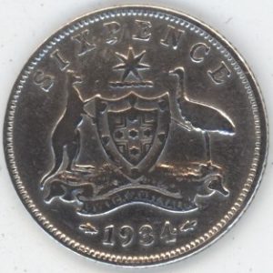 Australie 6 Pence 1934 George V (s-ss) en argent