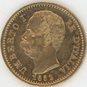 Italie 20 Lire OR 1882 R Umberto I (ss-vz)