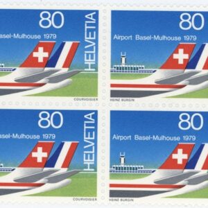 Timbres Bloc de quatre 1979 Aéroport de Bâle Neuf