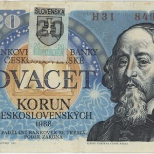 Slovaquie 20 Korun 1993 sur Tchécoslovaquie 20 Korun 1988