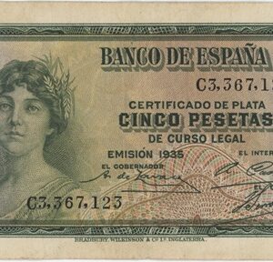 Espagne 5 Pesetas 1935 Silver Certificate