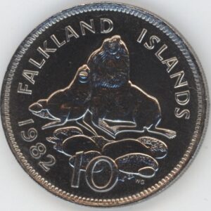 Falkland Islands 10 Pence 1982 Otaries à Crinière (unz)