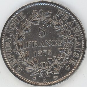 France 5 Francs Hercule 1875 A (ss) en argent