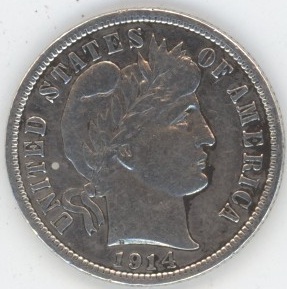 USA Barber Dime 1914 D (ss) en argent