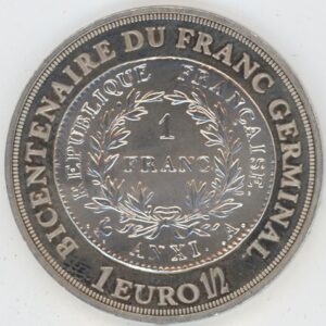 France 1½ Euro Franc Germinal (vz-unz) en argent