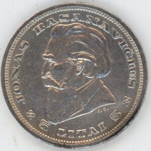 Lituanie 5 Litai 1936 Jonas Basanavičius (ss-vz) en argent