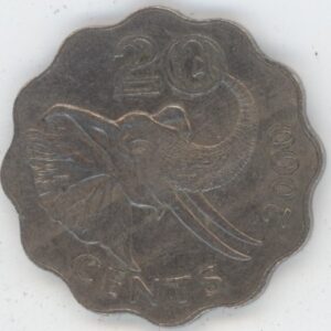 Swaziland 20 Cents 2000 Mswati III Eléphant (ss)