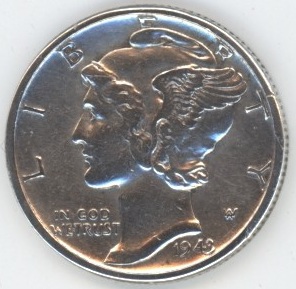 USA Mercury Dime 1943 (ss) en argent