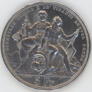 Ecus de Tir 5 Francs 1883 Lugano (ss+)