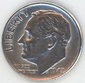 USA Roosevelt Dime 1947 (ss) en argent