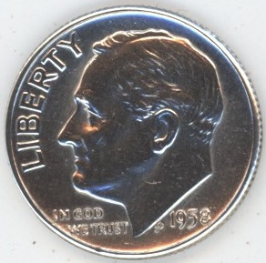 USA Roosevelt Dime 1958 (ss) en argent