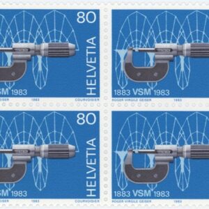 Timbres Bloc de quatre 1983 Jubilés Soc. des constructeurs de machines micromètre Neuf