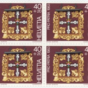 Timbres Bloc de quatre Pro Patria 1983 Enseignes des auberges Hôtel de la Croix Neuf