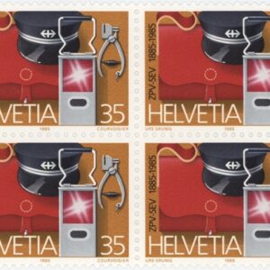 Timbres Bloc de quatre 1985 100 ans Fédération du personnel des trains Neuf