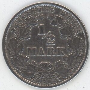 Germany Empire 1/2 Mark 1905 A Wilhelm II (ss) en argent