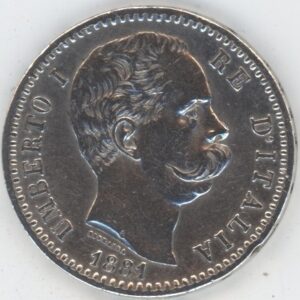 Italie 2 lires 1881 R Humbert Ier (ss+) en argent