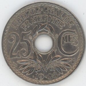 25 centimes Lindauer avec points avant et après la date (vz)