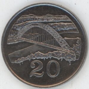 Zimbabwe 20 cents 1991 Le Birchenough Bridge sur la rivière Sabi (vz)