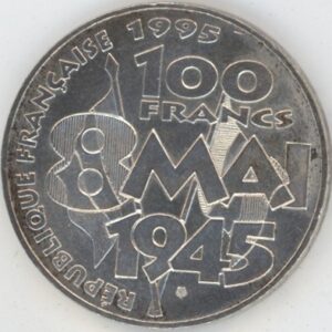 France 100 Francs 1995 Armistice du 8 mai 1945 (ss-vz) en argent
