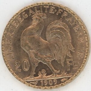 France 20 Francs OR 1909 Marianne Coq (vz)