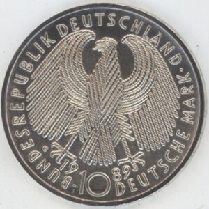 Allemagne 10 Mark 1989 G 40 ans R.F.A. (vz-unz) en argent