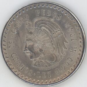 Mexico 5 Pesos 1948 (ss-vz) en argent