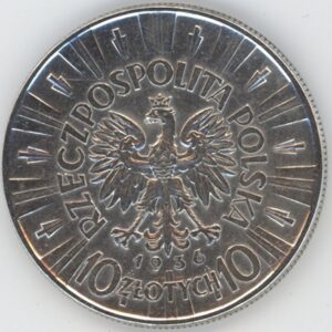 Pologne 10 Zlotys 1936 Josef Pilsudski (ss+) en argent