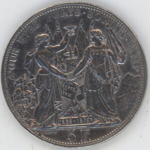 Ecus de Tir 5 Francs 1876 Lausanne (ss+)