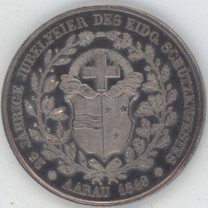 Médaille de Tir 1849 Aarau 25 Järrige Jubelfeier Des Eidg. Schützenfest (vz) en argent