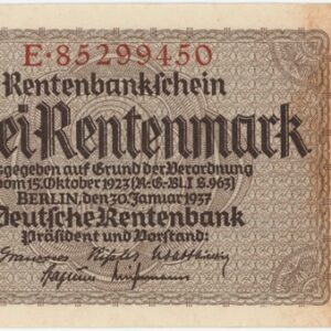 Germany 2 Rentenmark 1937 presque Neuf