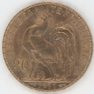 France 20 Francs OR 1911 Marianne Coq (vz)