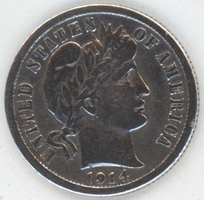USA Barber Dime 1914 (ss) en argent