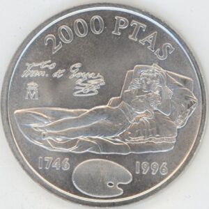 Espagne 2000 Pesetas 1996 Goya (unz) en argent