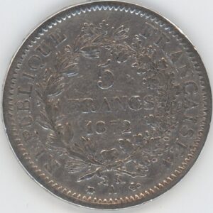 France 5 Francs Hercule 1872 A (s-ss) en argent