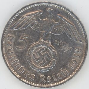 Germany Troisième Reich 5 Reichsmark 1938 E Paul von Hindenburg (ss) en argent